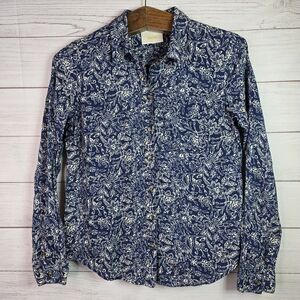 Maeve Button Down Blue Long Sleeve Shirt Blouse Floral Pattern Women’s Size 6